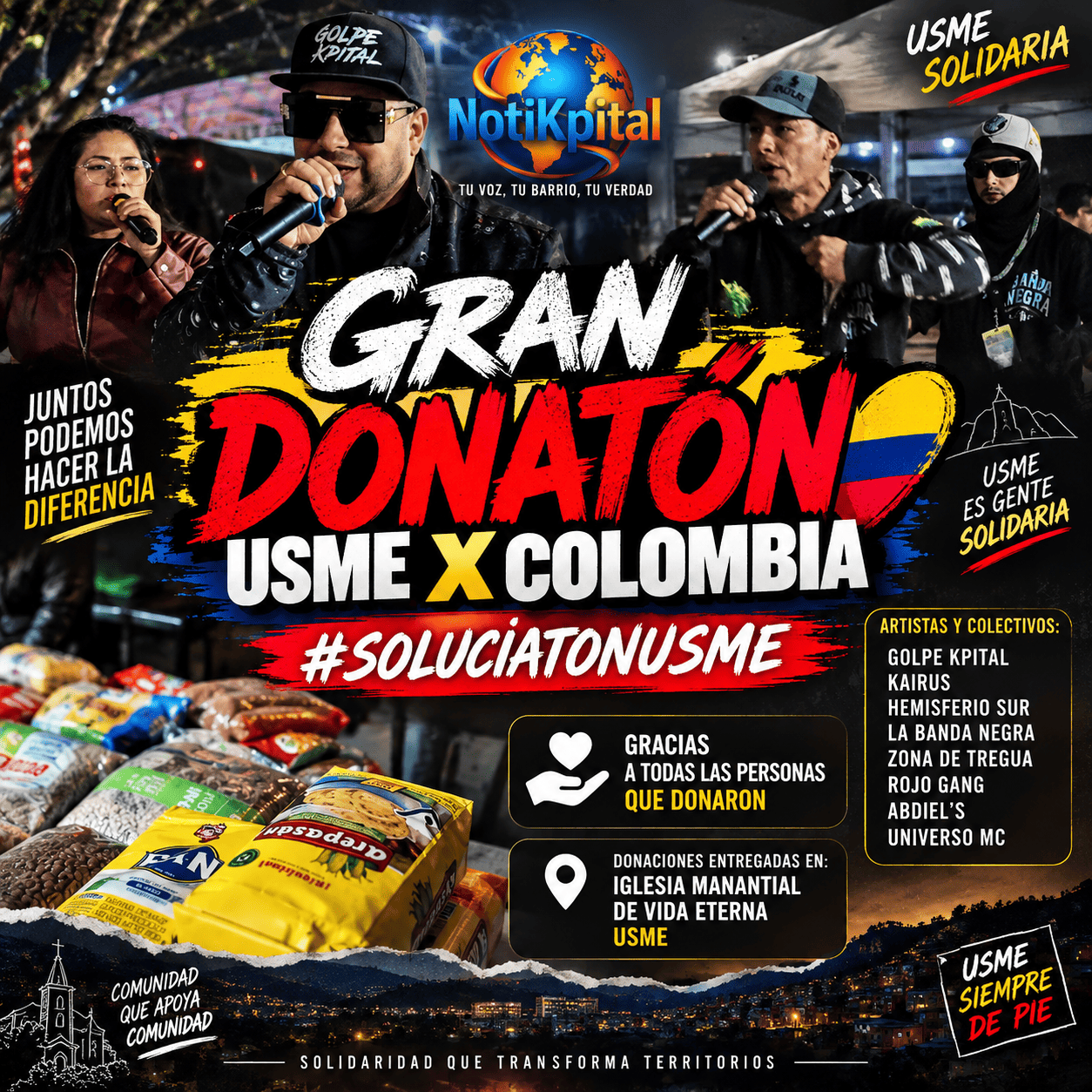 GRAN DONATÓN USME X COLOMBIA: El #SoluciatonUsme Y LA COMUNIDAD SE UNIERON POR LAS FAMILIAS AFECTADAS. 83d206f6-460e-4ebc-9c5f-52637ed29db5 (2)